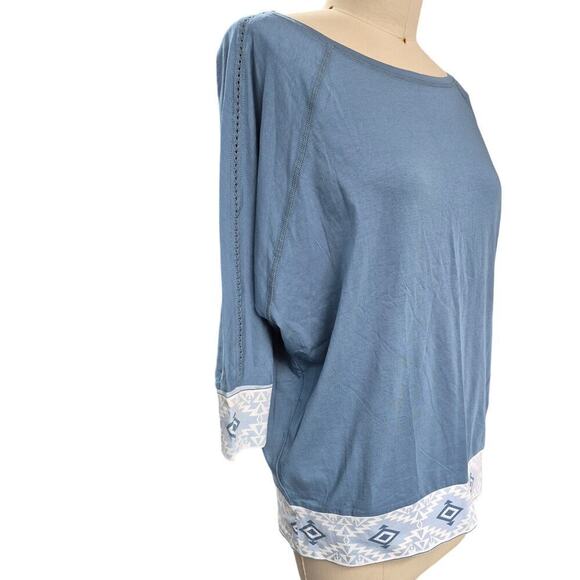 VTG NWT Pendleton Cotton Blend Blue Tunic Top Southwestern Trim Sz L - Picture 2 of 5